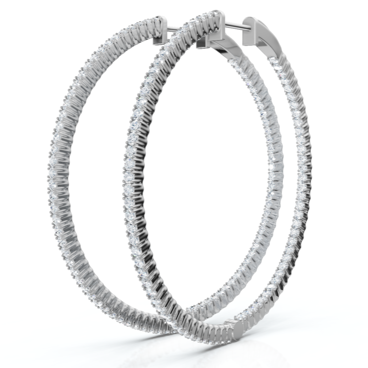 1 3/4Ct Diamond Inside Outside 2" Tall Hoops Earrings Lab Grown (E-F, VS)