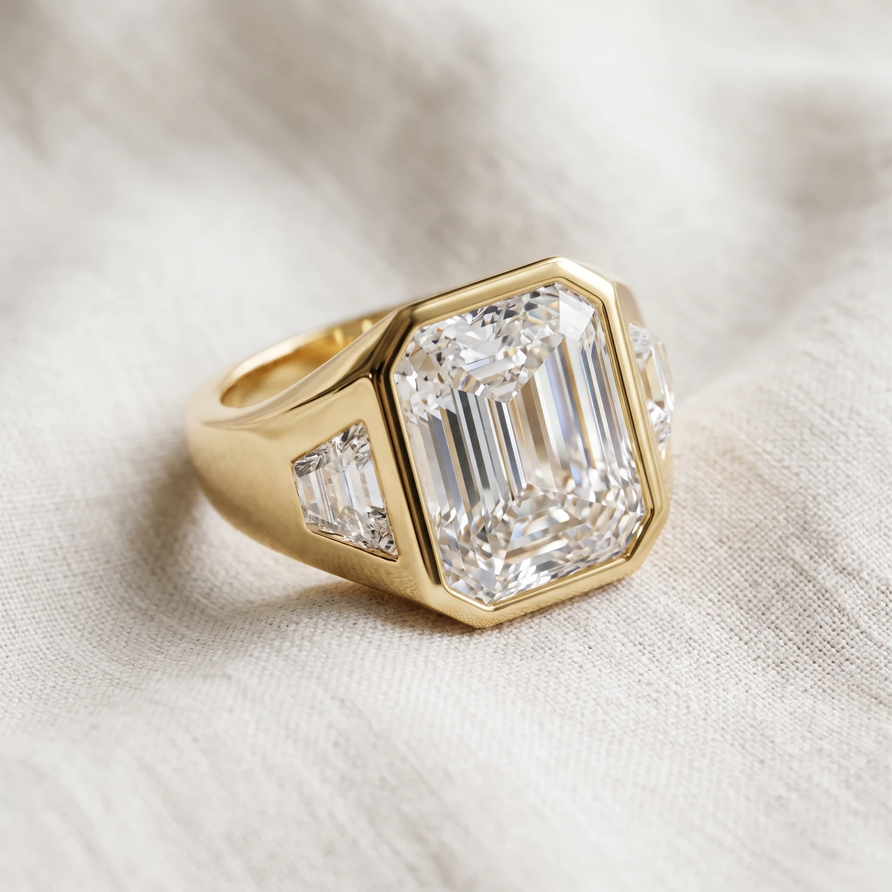Certified Men's 7Ct Anniversary Pinky Ring 14k Gold or Platinum Lab Grown (G-H, VS2-SI1)