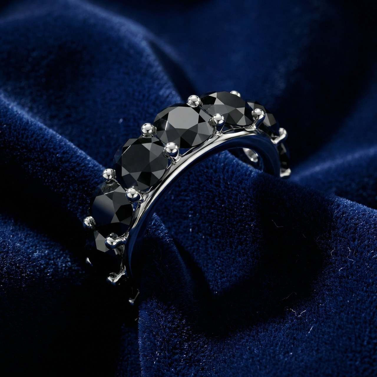 13Ct Black Diamond Eternity Ring 10k Gold Lab Grown (Black, I2-I3)