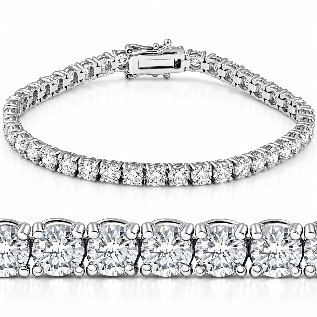 11ct Diamond Tennis Bracelet 14K White Gold (G-H, I1)