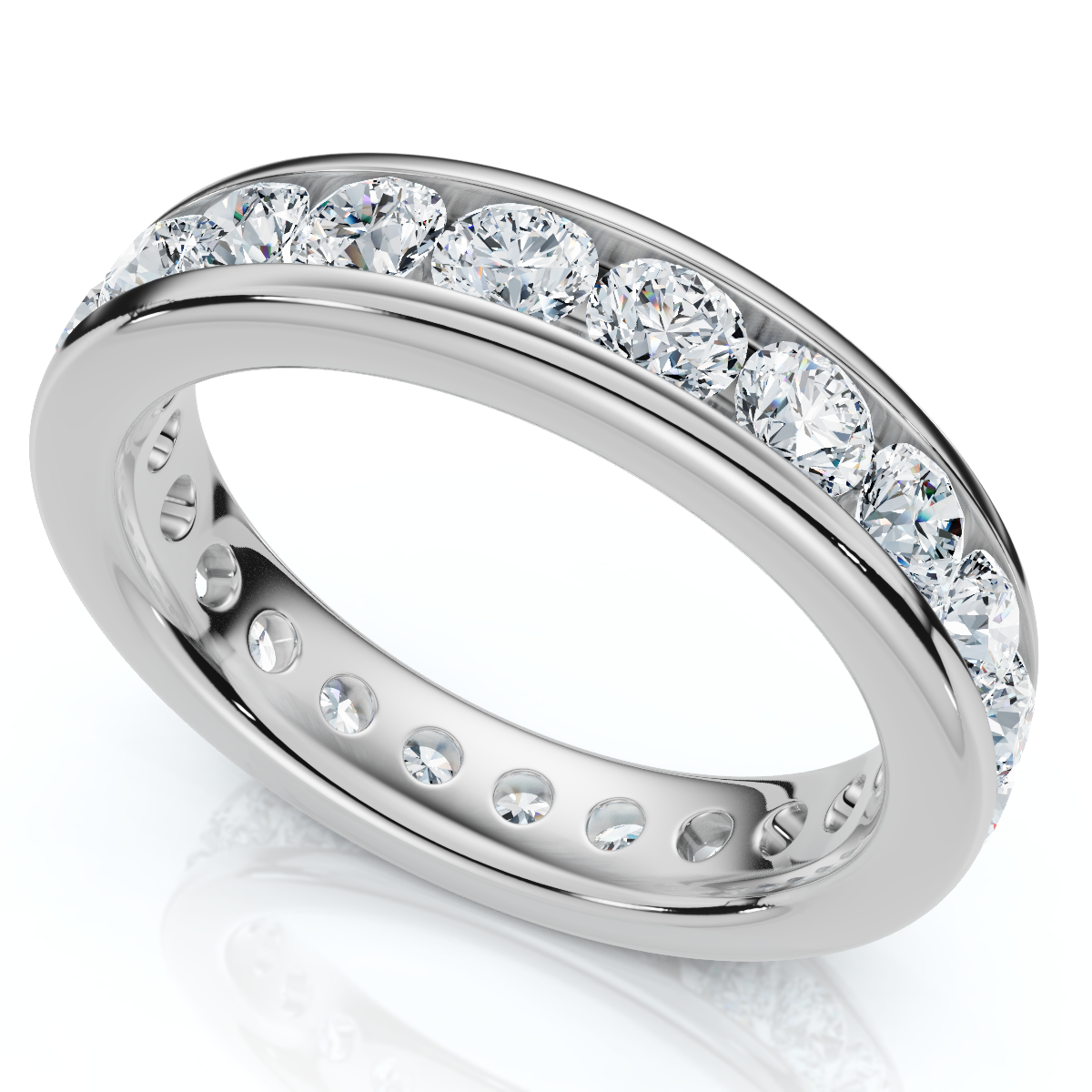 1 1/2Ct Channel Set Diamond Lab Grown Eternity Wedding Ring 14k Gold or Platinum (F-G, VS)
