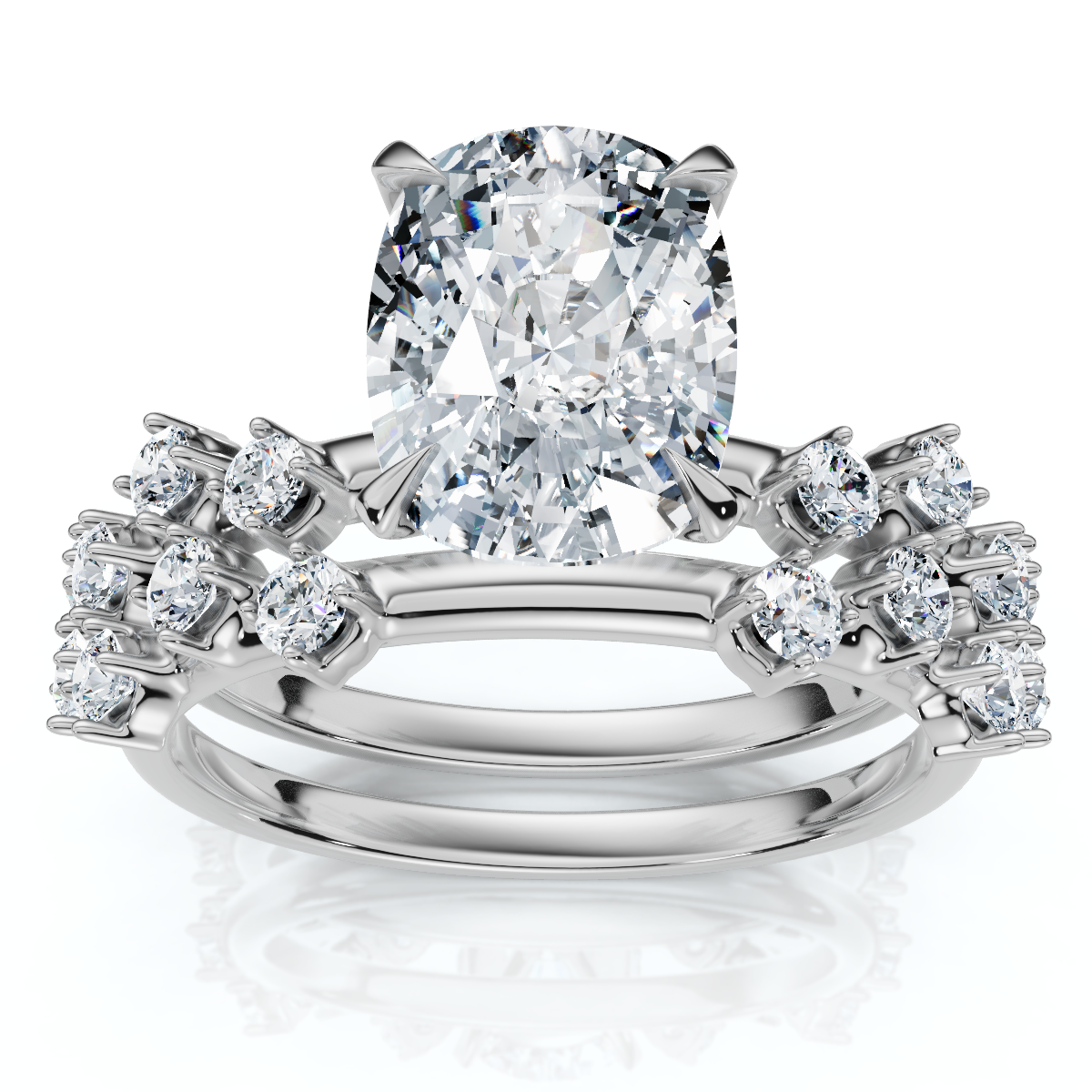 Certified 2 1/2Ct Cushion Diane Engagement Bridal Set 14k Gold or Pt Lab Grown (E-F, VS)