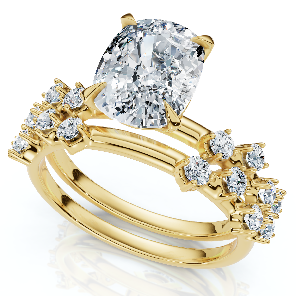 Certified 2 1/2Ct Cushion Diane Engagement Bridal Set 14k Gold or Pt Lab Grown (E-F, VS)