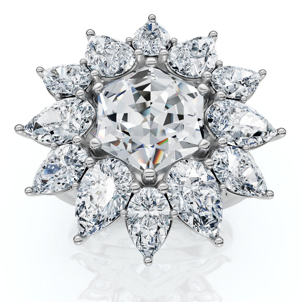 Certified 5Ct Hexagon Diamond High Jewelry Ring 14k Gold or Platinum Lab Grown (E-F, VS)