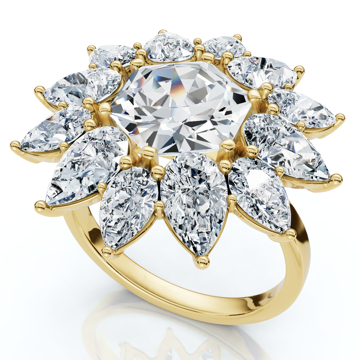 Certified 5Ct Hexagon Diamond High Jewelry Ring 14k Gold or Platinum Lab Grown (E-F, VS)