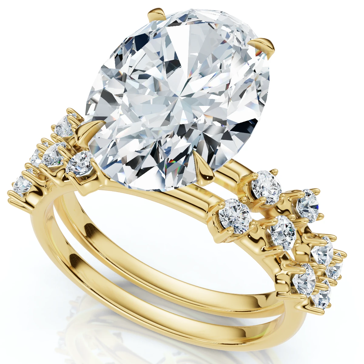 Certified 5 1/2Ct Oval Diamond Engagement & Wedding Ring 14k Gold/Pt Lab Grown (F-G, VS)