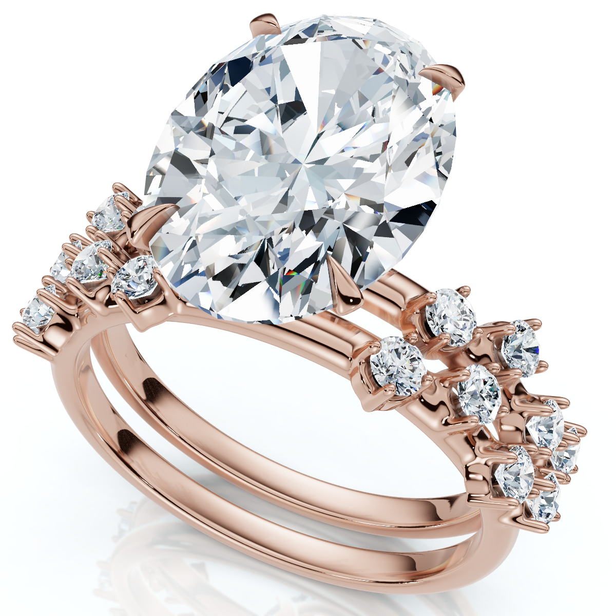 Certified 5 1/2Ct Oval Diamond Engagement & Wedding Ring 14k Gold/Pt Lab Grown (F-G, VS)