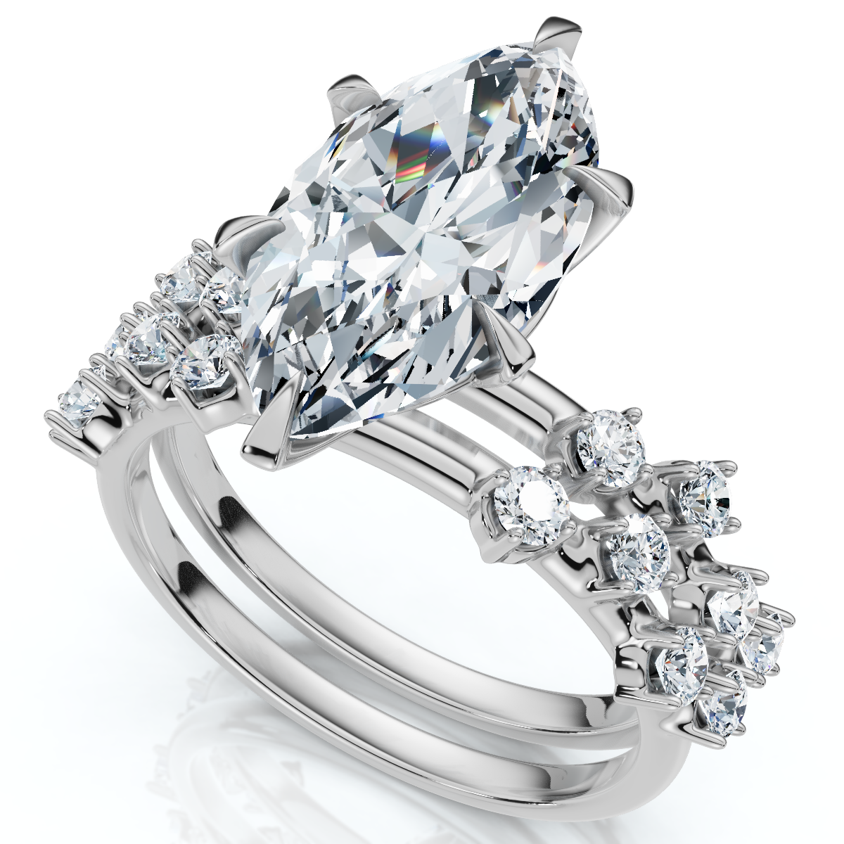 Certified 3 1/2Ct Marquise Diamond Bridal Set 14k Gold or Platinum Lab Grown (G-H, VS)