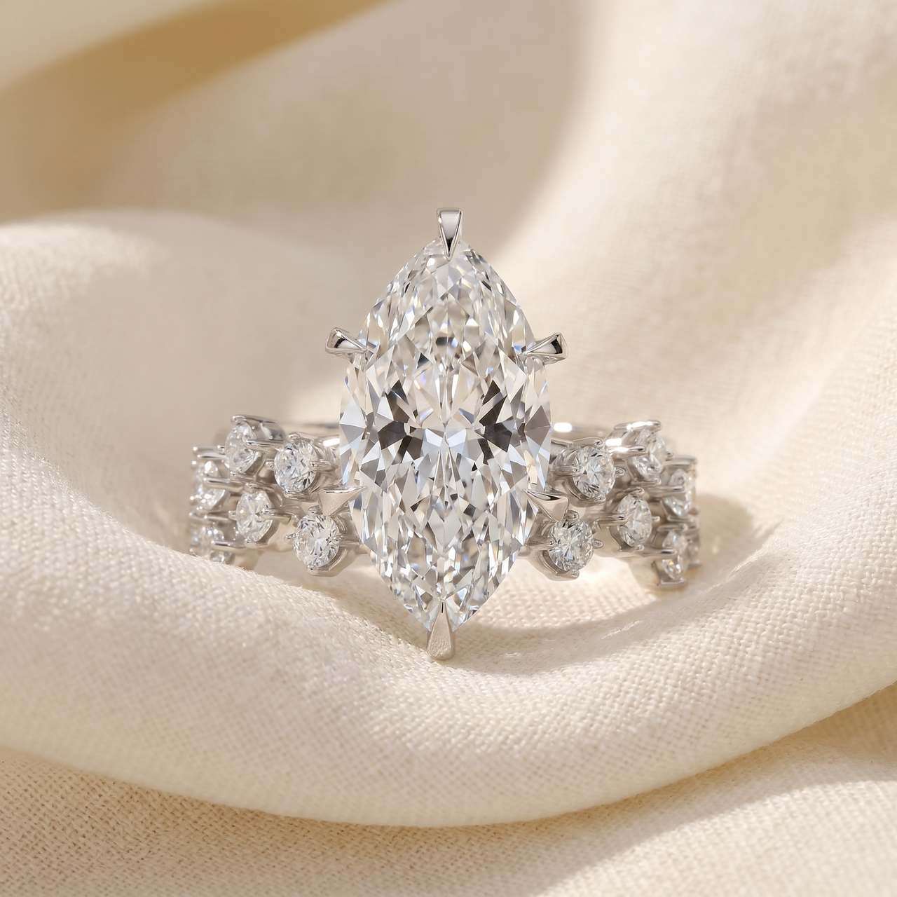 Certified 3 1/2Ct Marquise Diamond Bridal Set 14k Gold or Platinum Lab Grown (G-H, VS)