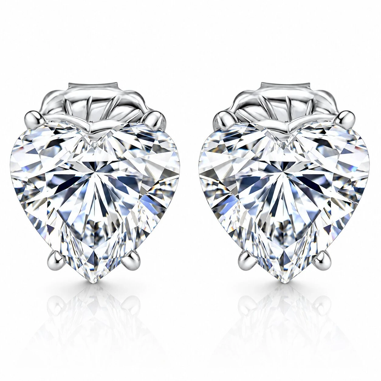 Certified 6Ct TW Heart Shape Diamond Studs 14k White Gold Lab Grown (F-G, VS)