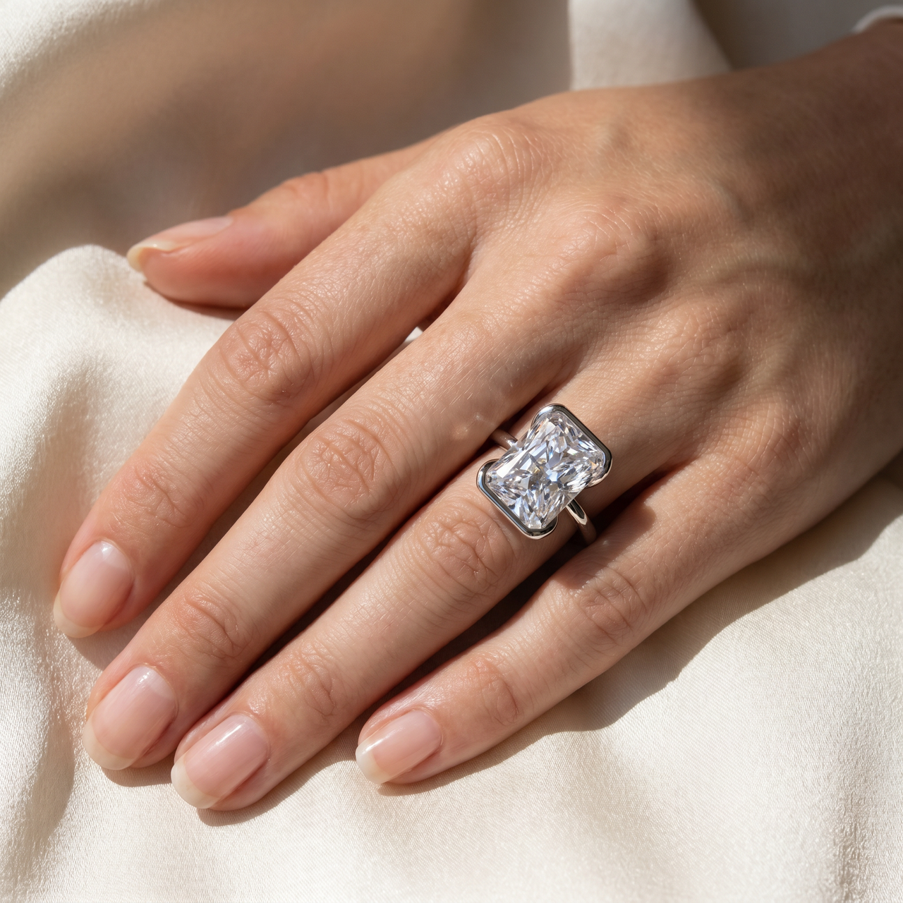 Certified 4Ct Radiant Solitaire Diamond Engagement Ring 14k Gold or Pt Lab Grown (F-G, VS2-SI1)