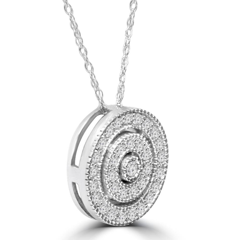 White Gold 3/8ct Filigree Pave Circle Antique Pendant (I-J, I1)