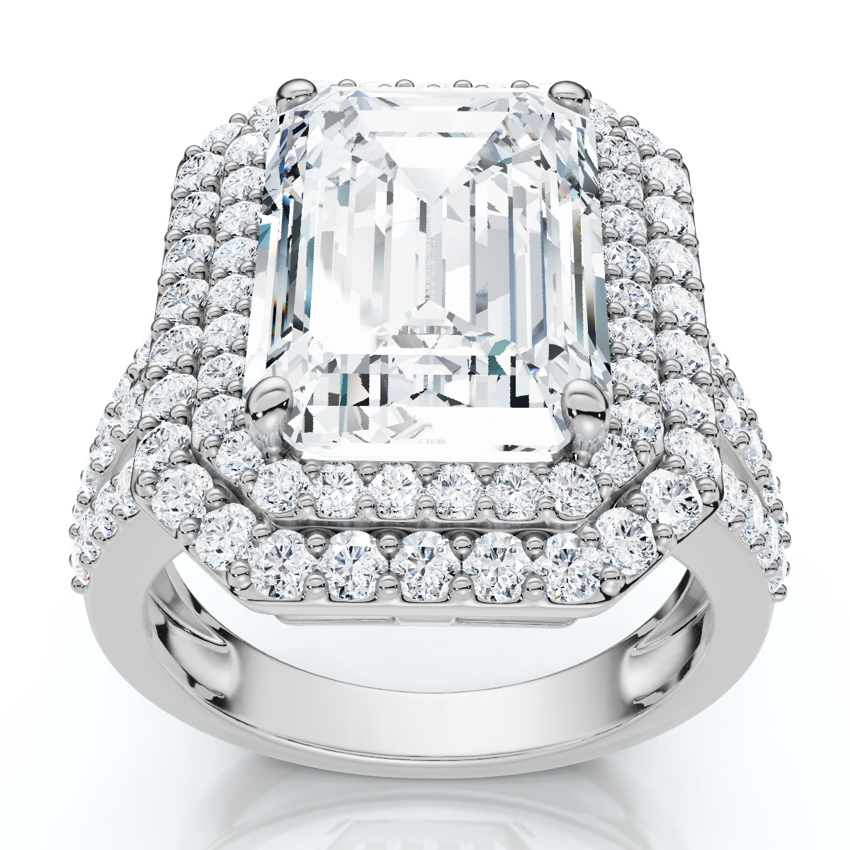 Certified 6Ct Aria Emerald Diamond Engagement Ring 14k Gold/Platinum Lab Grown (F-G, VS)