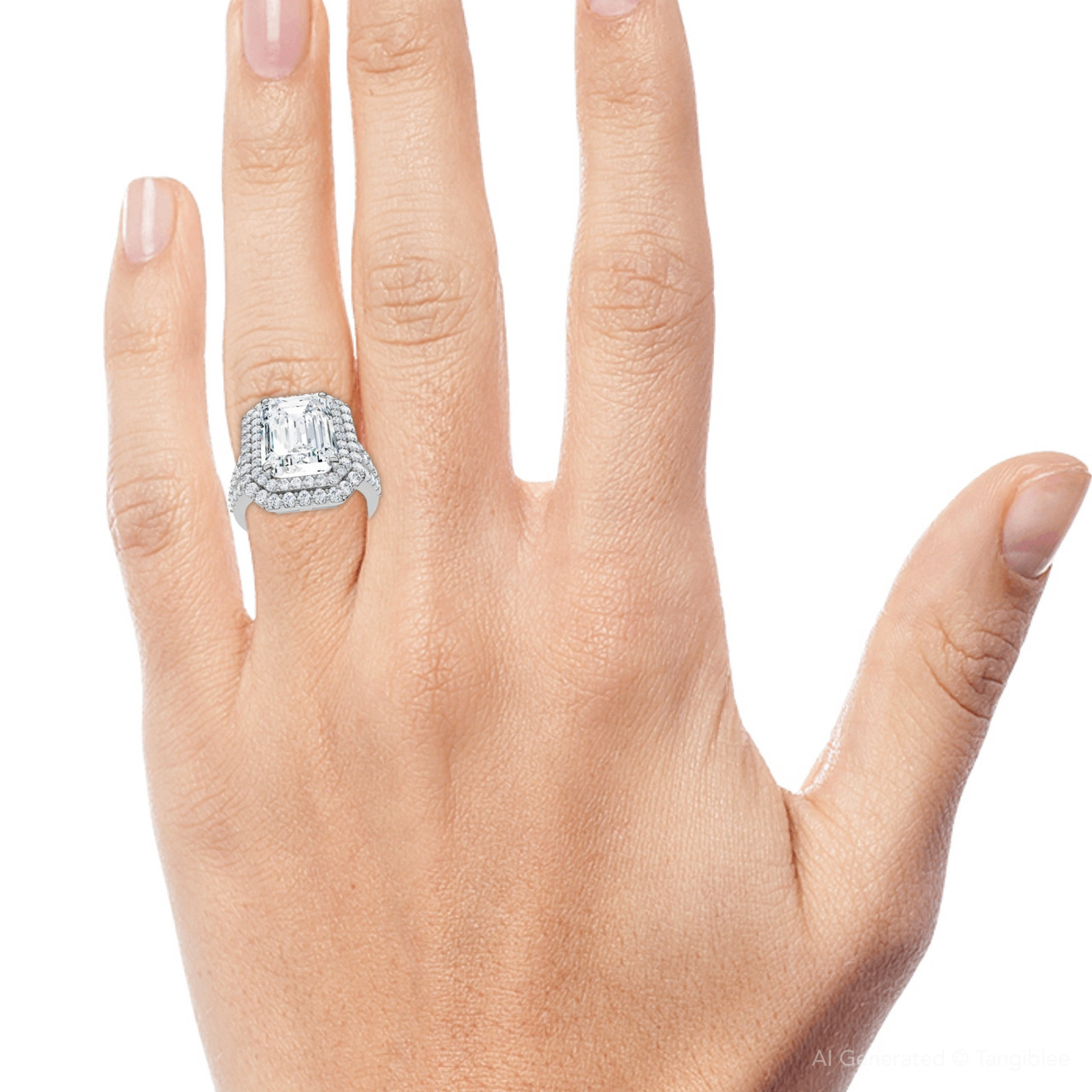 Certified 6Ct Aria Emerald Diamond Engagement Ring 14k Gold/Platinum Lab Grown (F-G, VS)