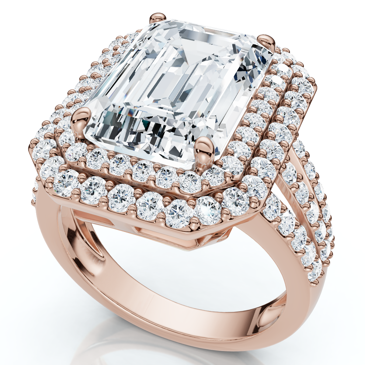 Certified 6Ct Aria Emerald Diamond Engagement Ring 14k Gold/Platinum Lab Grown (F-G, VS)