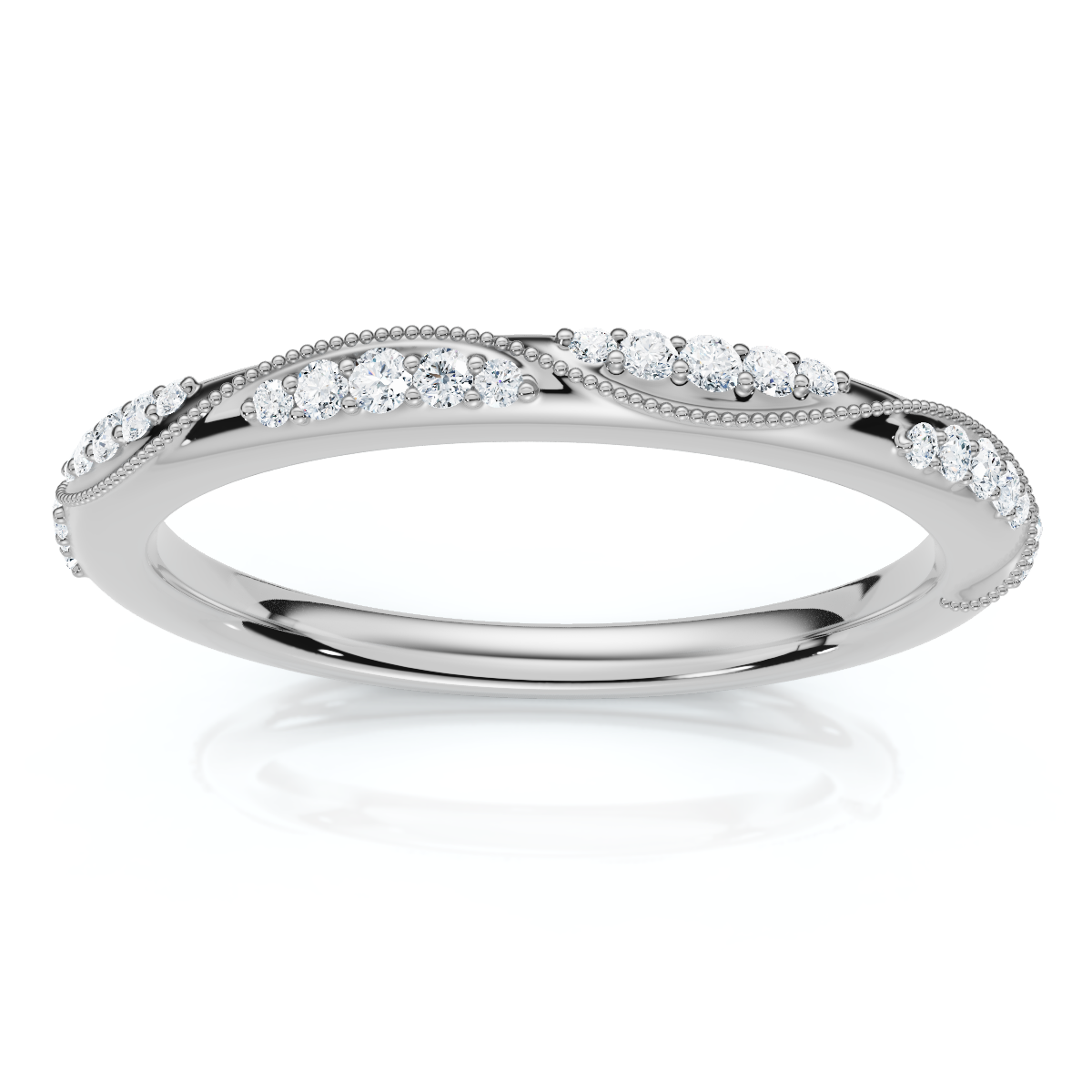 Camellia Diamond Wedding Ring 14k Gold or Platinum Lab Grown Stackable Band (E-F, VS)