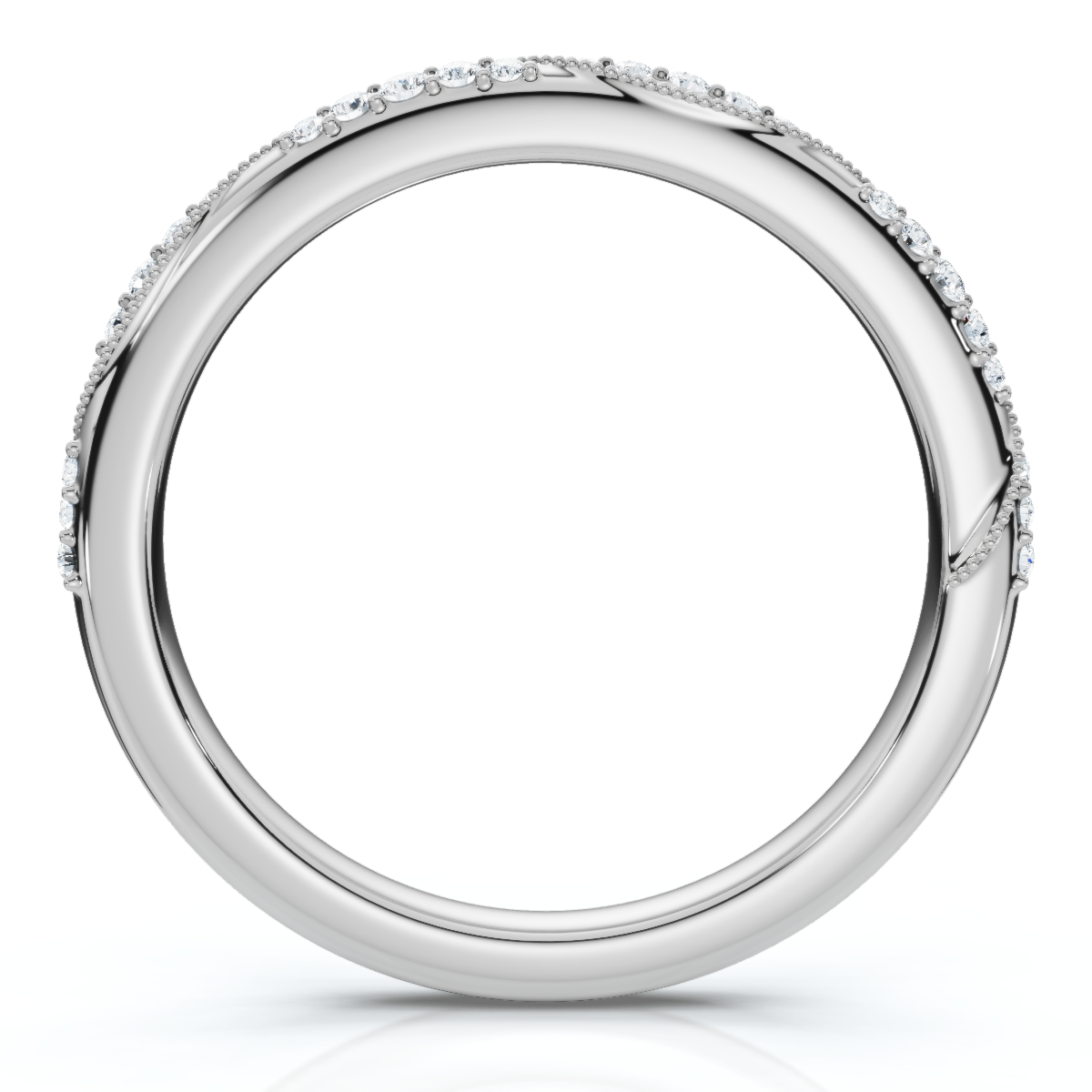 Camellia Diamond Wedding Ring 14k Gold or Platinum Lab Grown Stackable Band (E-F, VS)