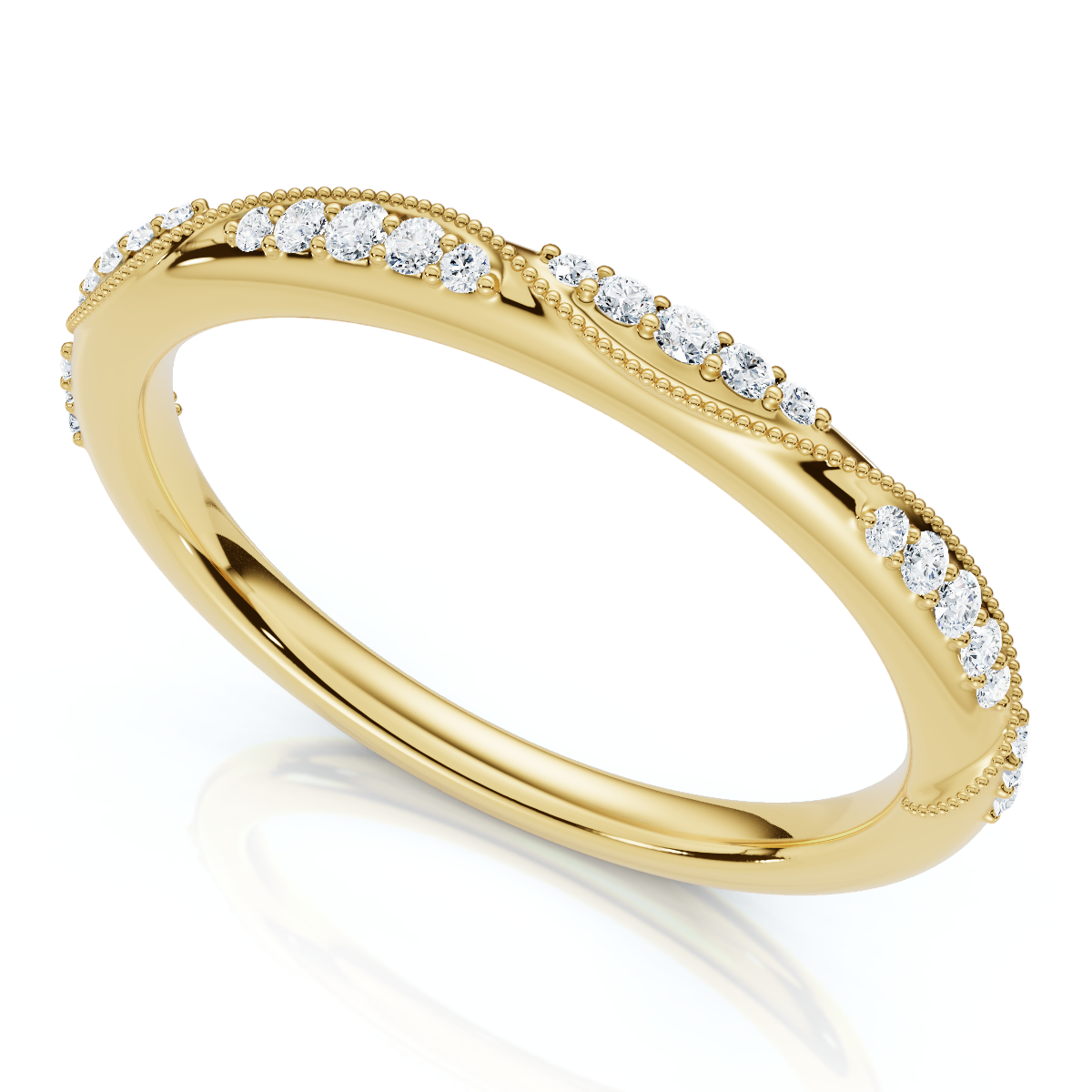 Camellia Diamond Wedding Ring 14k Gold or Platinum Lab Grown Stackable Band (E-F, VS)