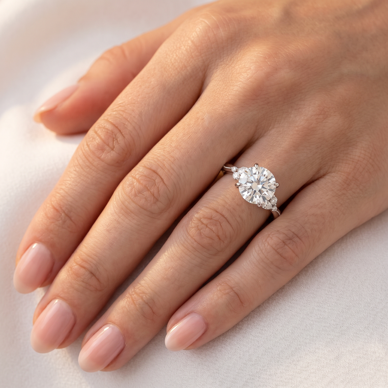 Certified 2.10Ct Camellia Diamond Engagement Ring 14k Gold or Platinum Lab Grown (F-G, VS)