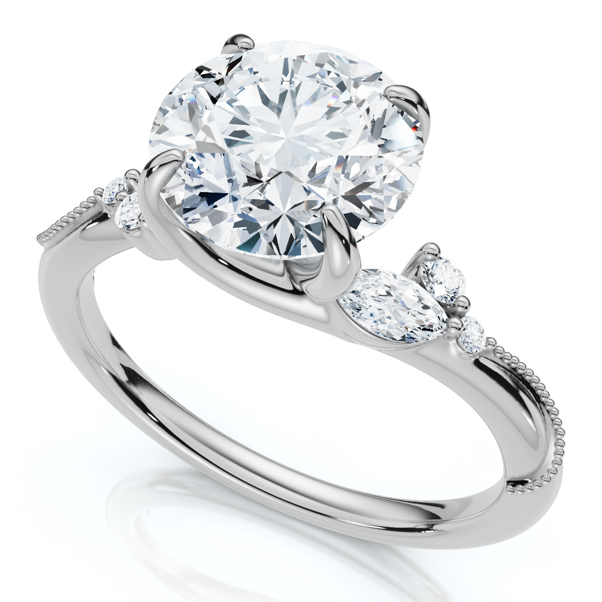 Certified 2.10Ct Camellia Diamond Engagement Ring 14k Gold or Platinum Lab Grown (F-G, VS)