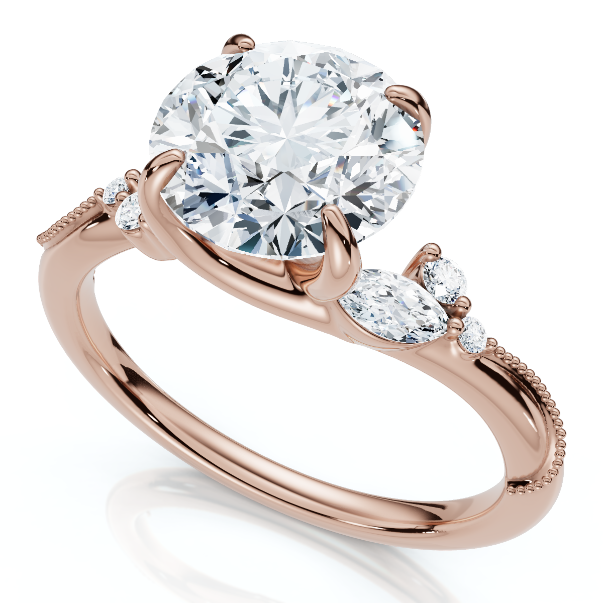 Certified 2.10Ct Camellia Diamond Engagement Ring 14k Gold or Platinum Lab Grown (F-G, VS)