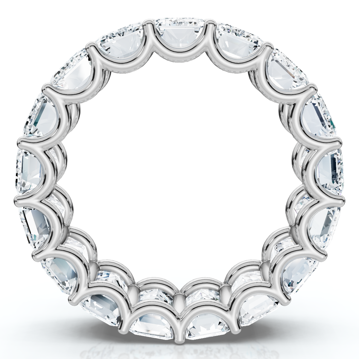 9Ct Emerald Cut Diamond U Prong Eternity Ring 14k Gold or Platinum Lab Grown (E-F, VS)