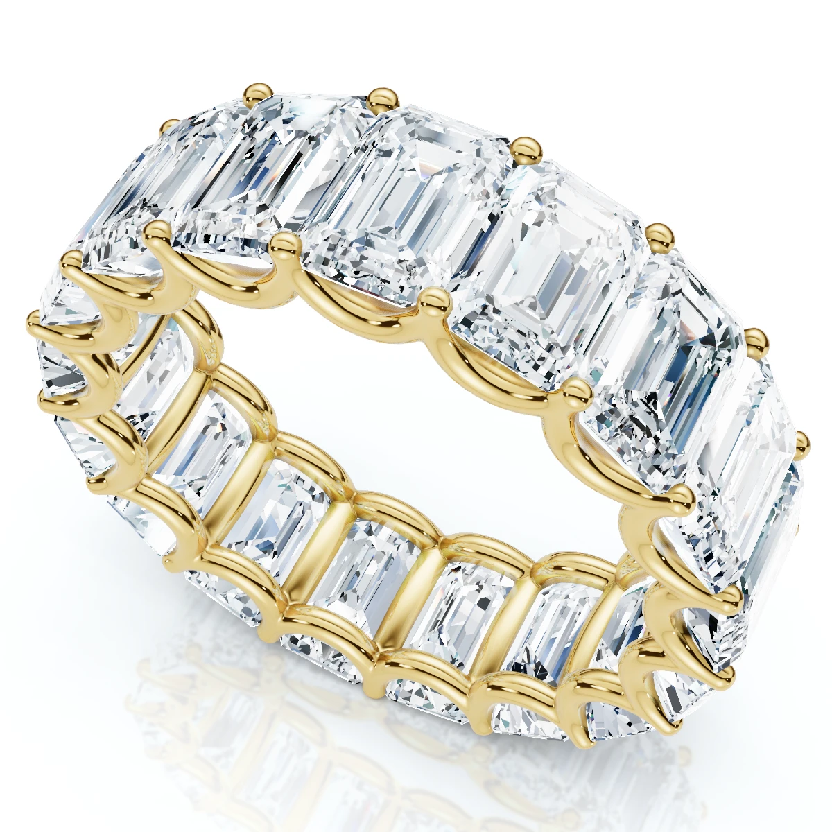 9Ct Emerald Cut Diamond U Prong Eternity Ring 14k Gold or Platinum Lab Grown (E-F, VS)