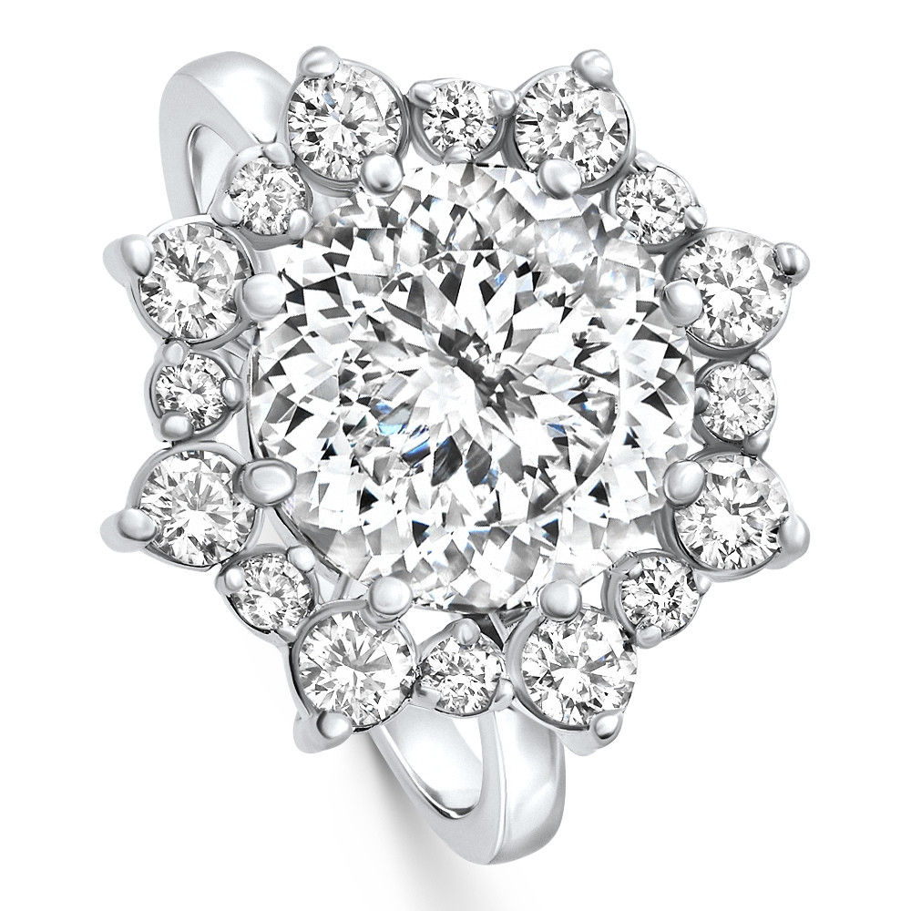 Certified 4 3/4Ct Portuguese Diamond Engagement Ring 14k White Gold Lab Grown (E-F, VS)
