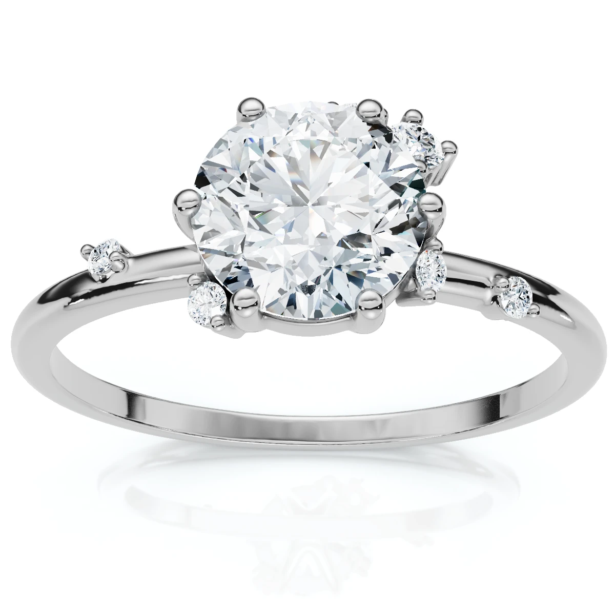 1Ct Diamond Flame Engagement Ring 14k Gold Lab Grown EF/VS (E-F, VS)