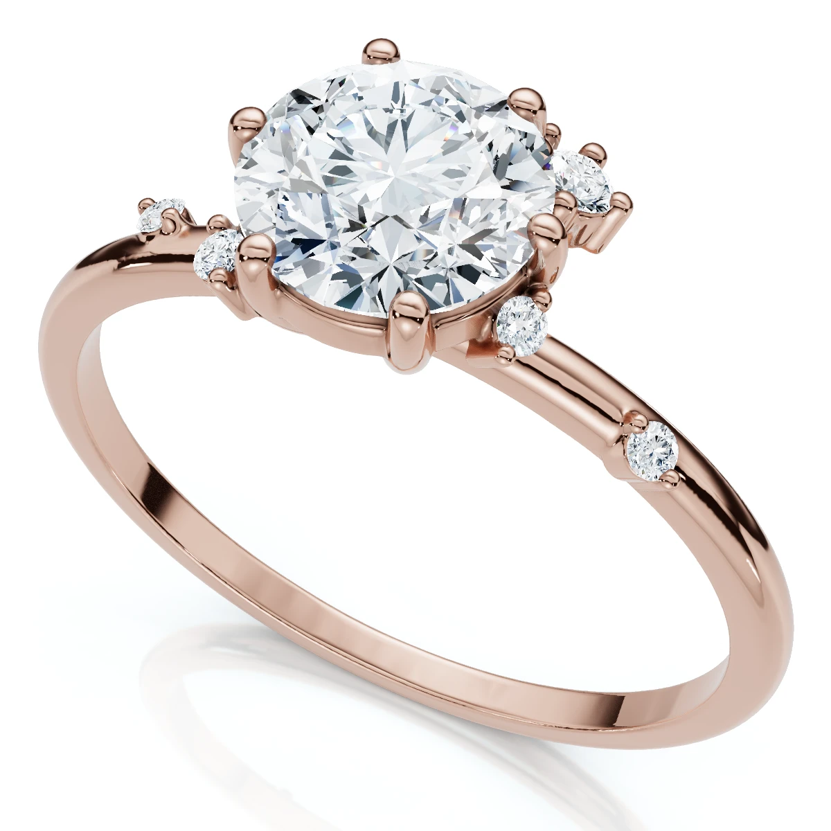 1Ct Diamond Flame Engagement Ring 14k Gold Lab Grown EF/VS (E-F, VS)