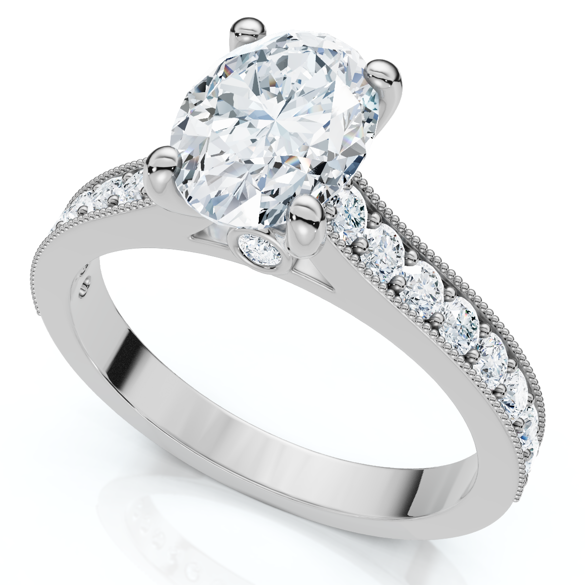 1 1/3Ct Oval Diamond Engagement Ring 14k Gold or Platinum Lab Grown (E-F, VS)