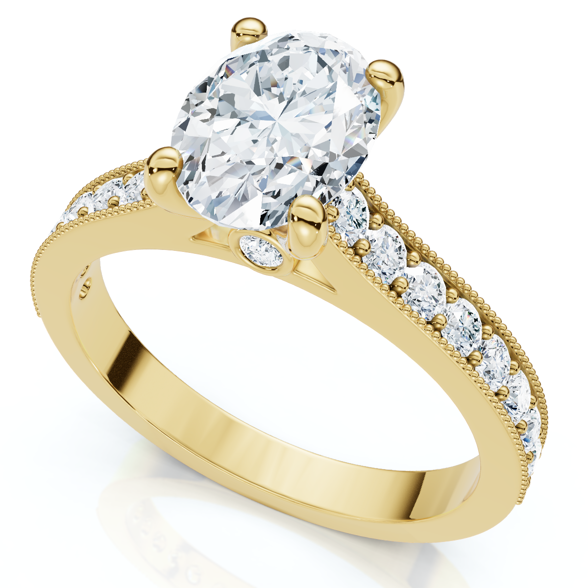 1 1/3Ct Oval Diamond Engagement Ring 14k Gold or Platinum Lab Grown (E-F, VS)