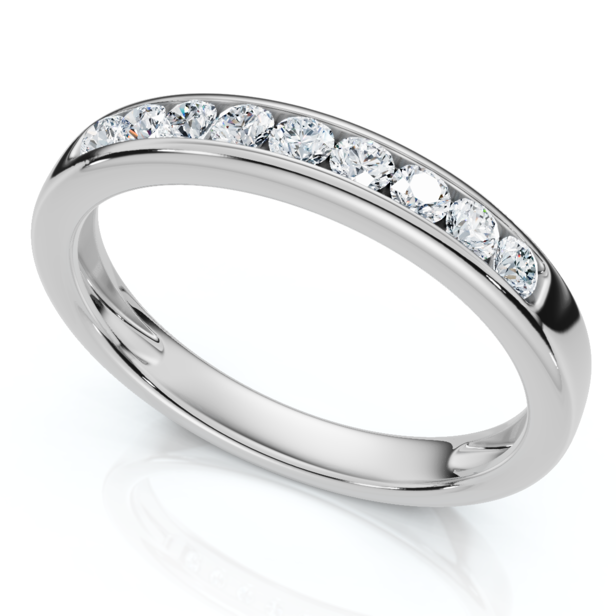 1/4Ct Diamond Channel Set Wedding Stackable Band 14k Gold or Platinum Lab Grown (E-F, VS)