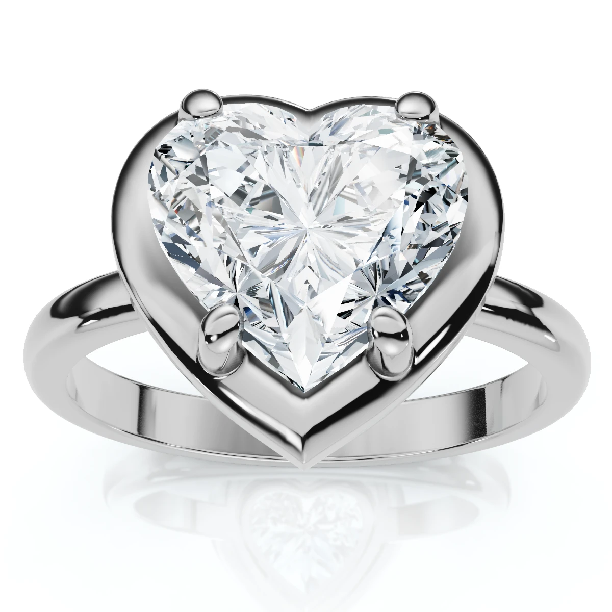 Certified 2 1/2Ct Heart Diamond Button Engagement Ring 14k Gold or Pt Lab Grown (F-G, VS)