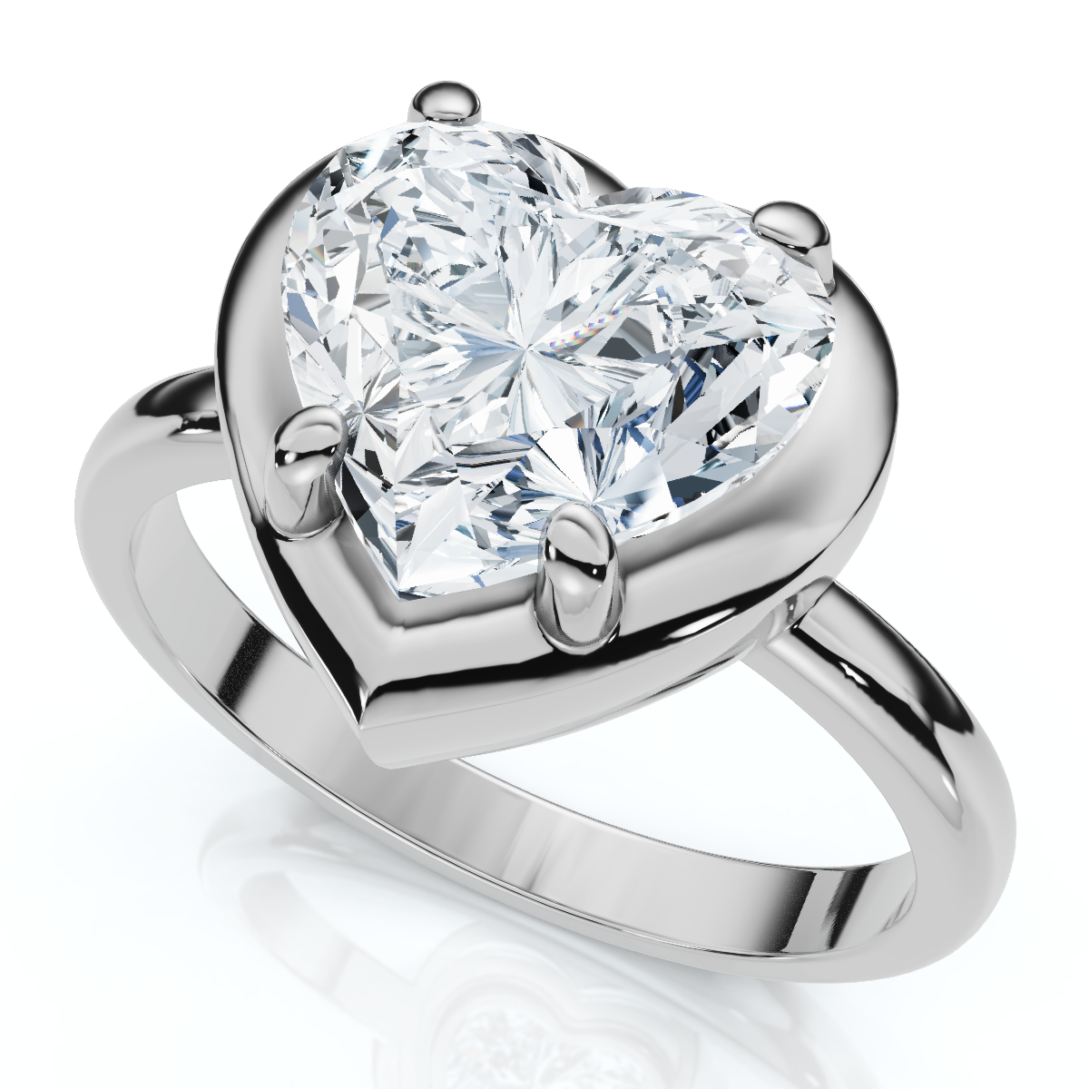Certified 2 1/2Ct Heart Diamond Button Engagement Ring 14k Gold or Pt Lab Grown (F-G, VS)