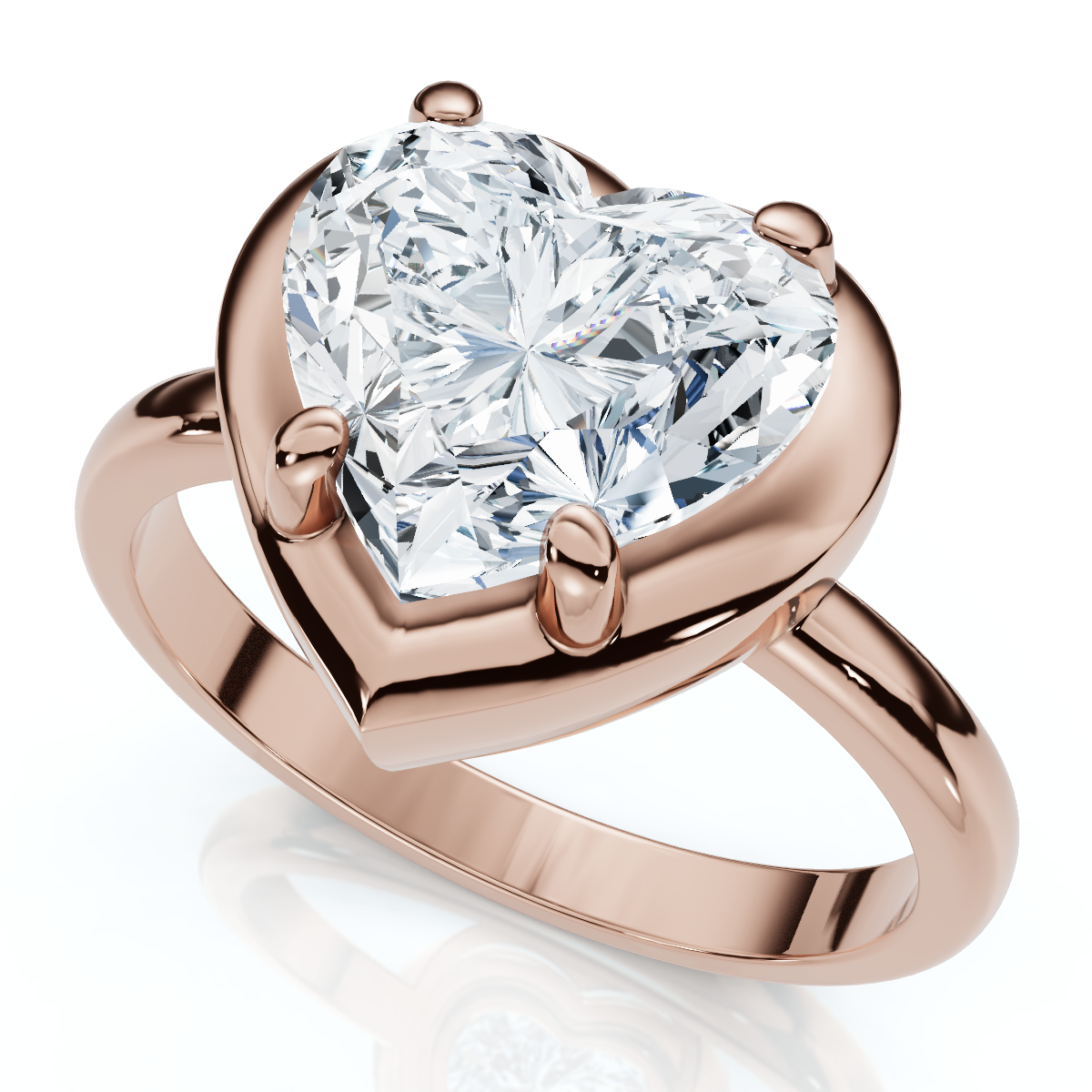 Certified 2 1/2Ct Heart Diamond Button Engagement Ring 14k Gold or Pt Lab Grown (F-G, VS)