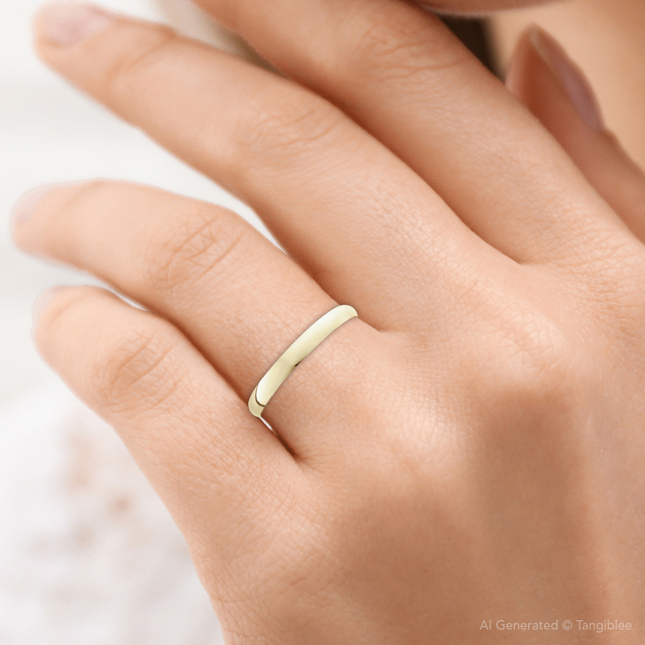 3mm Dome High Polished Wedding Band 14K Yellow Gold
