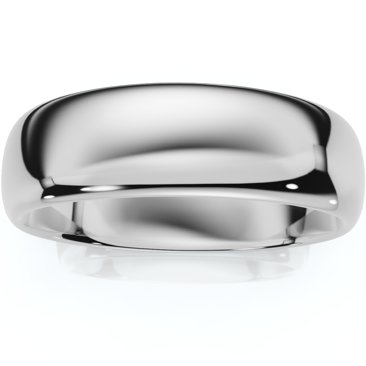 6mm Wide High Polished Wedding Band 950 Platinum Plain Dome Ring
