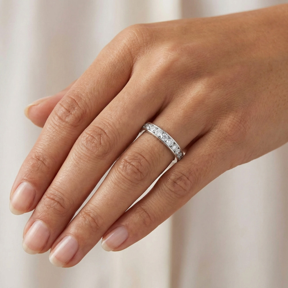 1Ct Channel Set Diamond Wedding Ring 14k Gold or Platinum Lab Grown (E-F, VS)