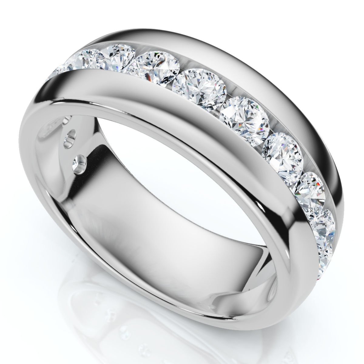1 1/2Ct Men's Diamond Wedding Anniversary Ring 10k Gold Channel Set Lab Grown (E-F, VS)