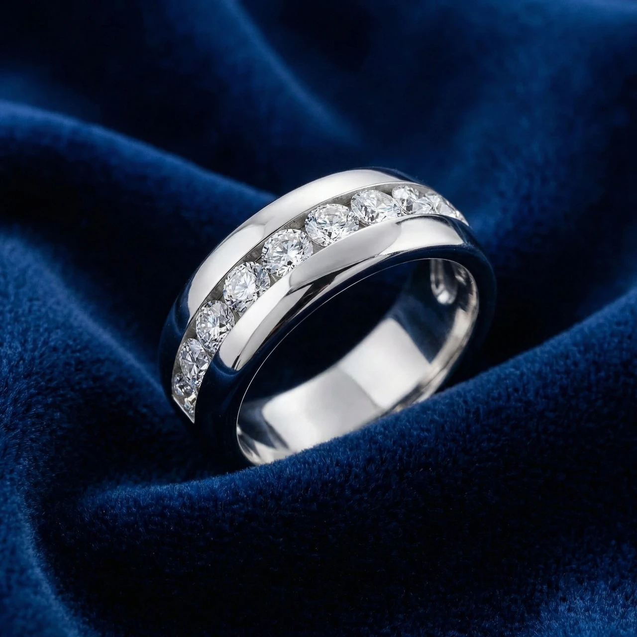 1 1/2Ct Men's Diamond Wedding Anniversary Ring 10k Gold Channel Set Lab Grown (E-F, VS)