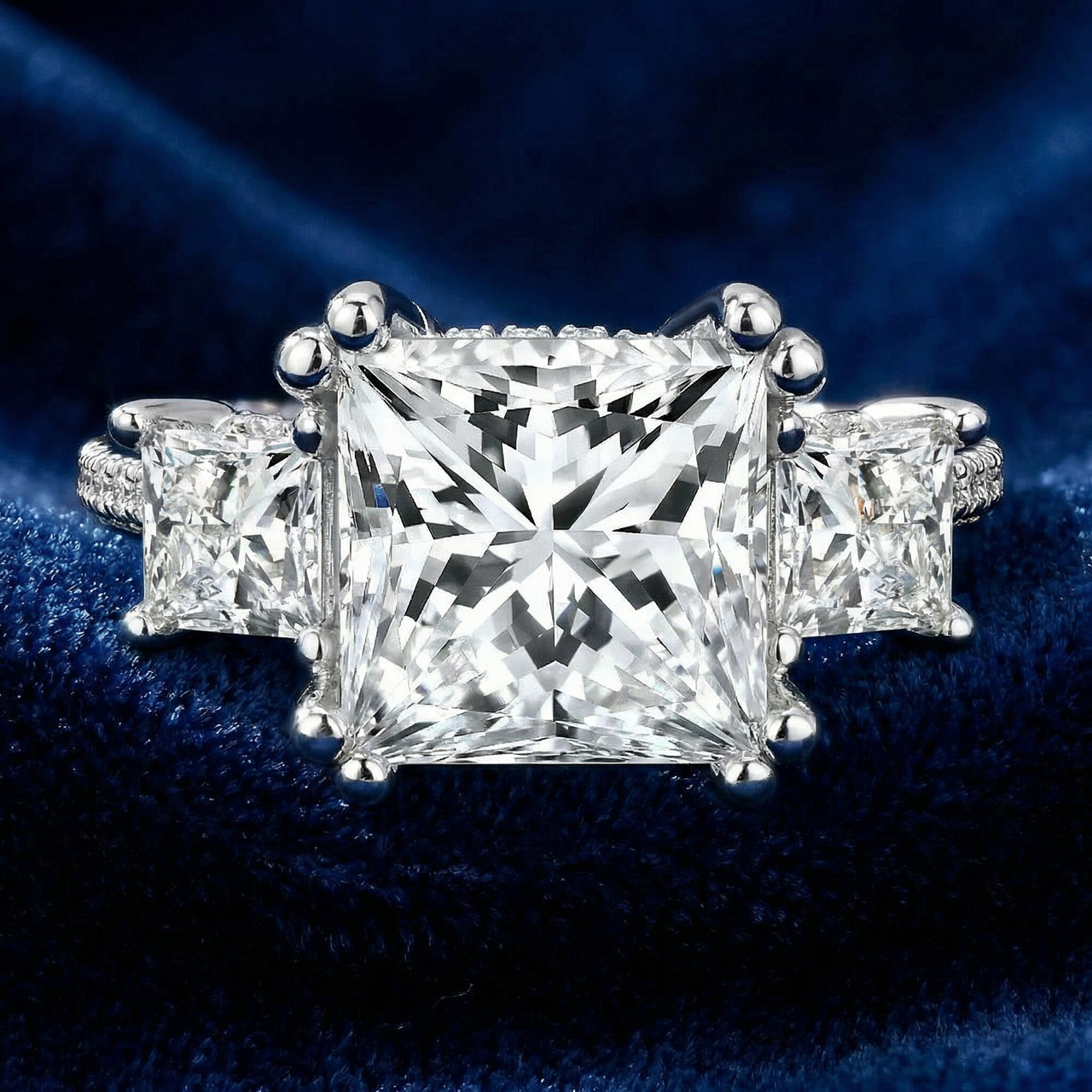 Certified 5.10Ct Princess Cut Diamond Engagement Ring 14k White Gold Lab Grown (G-H, VS)