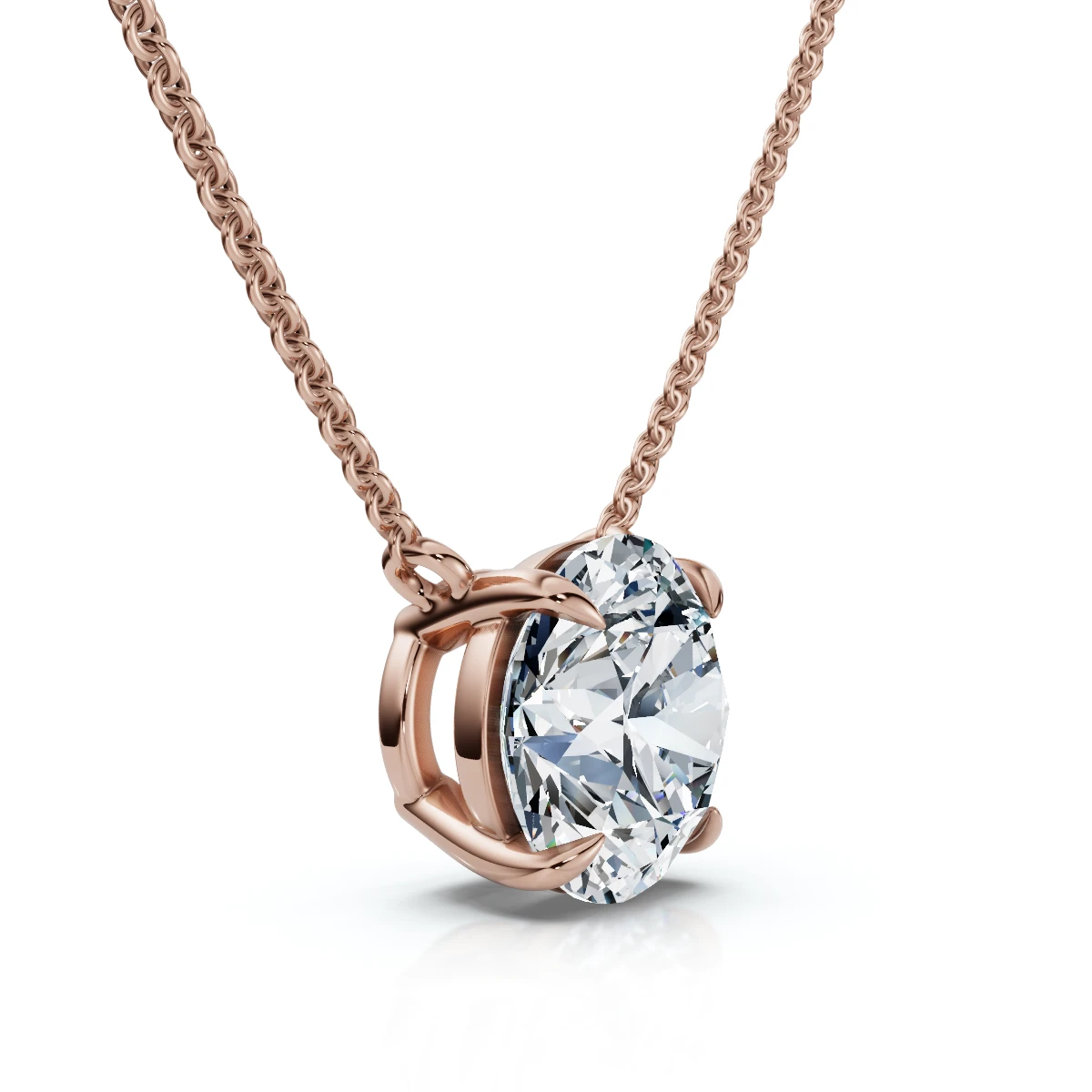 1Ct Floating Solitaire Diamond Pendant 14k Gold Women's 18" Necklace Lab Grown (E-F, VS)