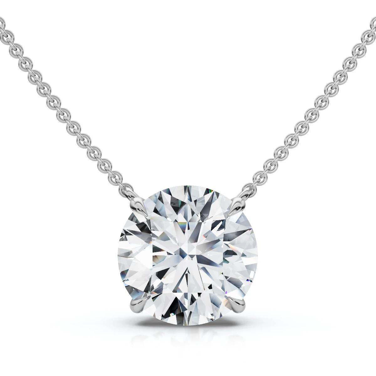 1 1/2Ct  Solitaire Diamond Pendant 14k Gold Women's 18" Chain Lab Grown (E-F, VS)