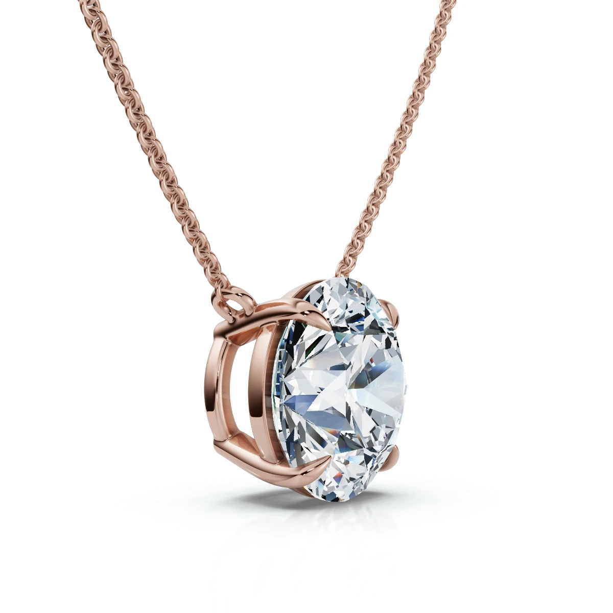 Certified 2Ct  Diamond Solitaire Pendant 14k Gold 18" Necklace Lab Grown (E-F, VS)