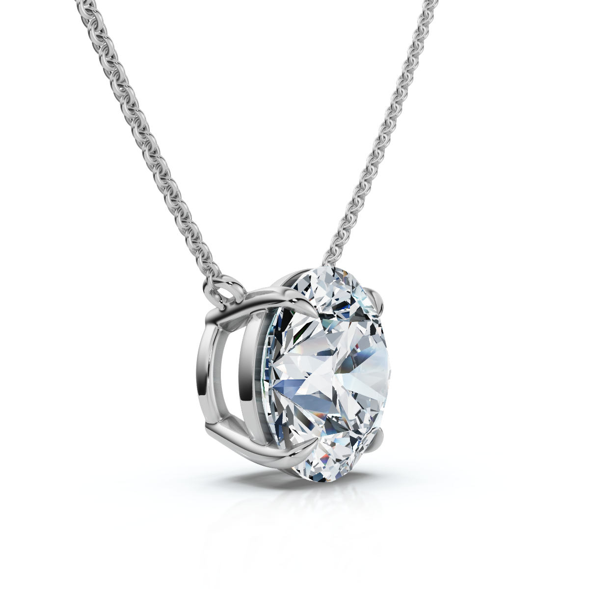 Certified 3Ct  Diamond Solitaire Pendant 14k Gold 18" Necklace Lab Grown (E-F, VS)