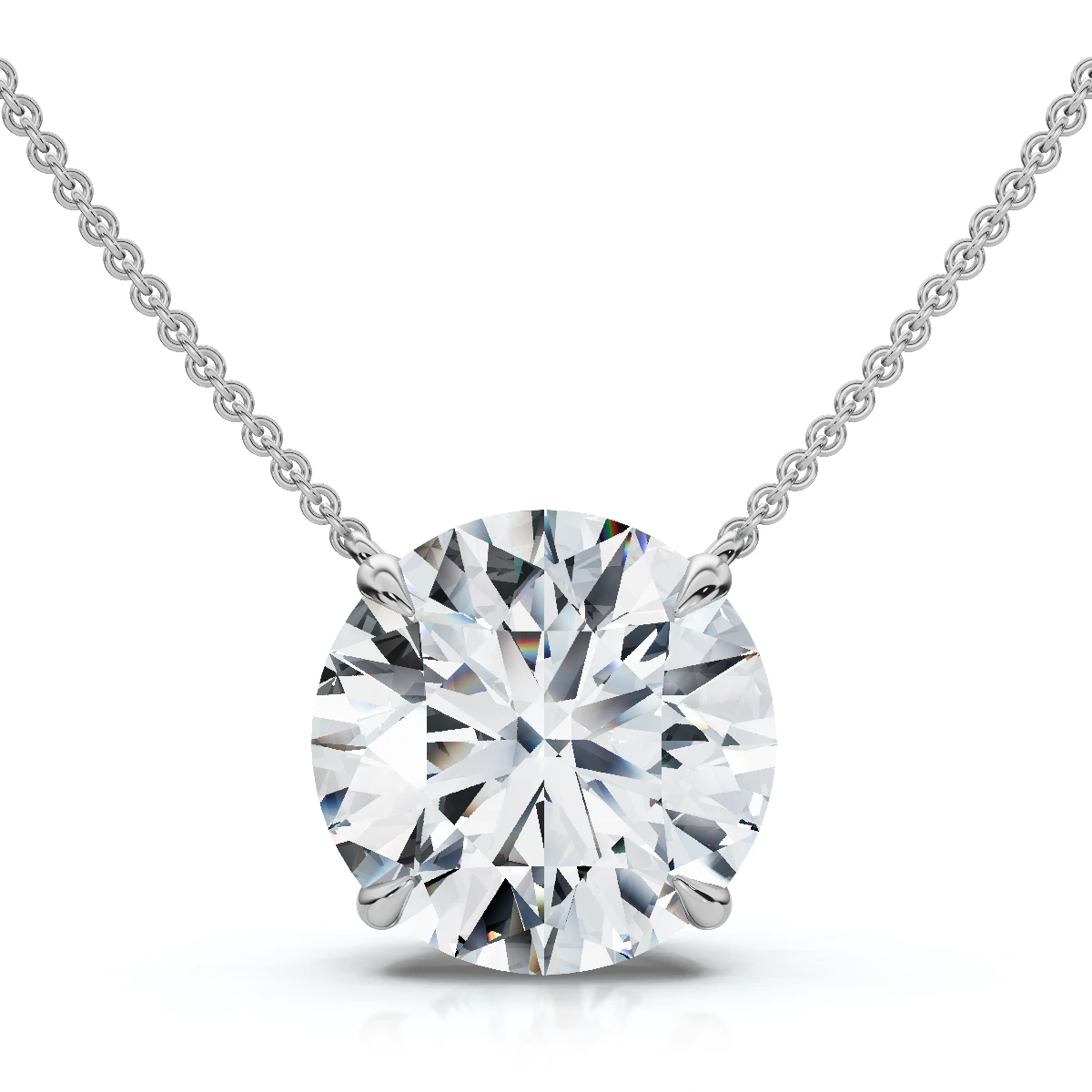 Certified 3Ct  Diamond Solitaire Pendant 14k Gold 18" Necklace Lab Grown (E-F, VS)