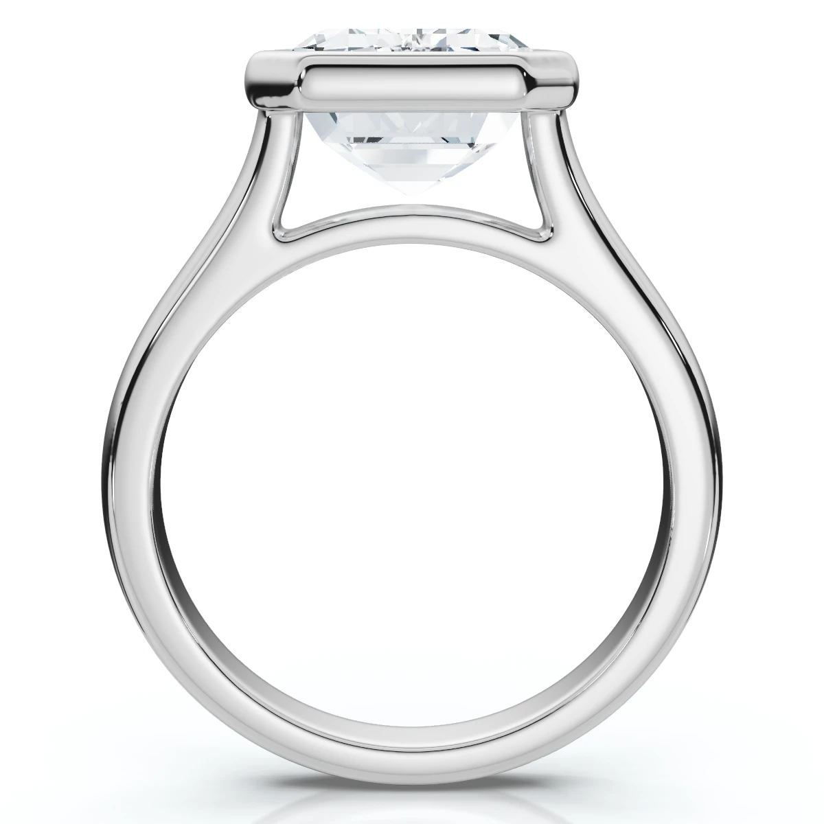 3Ct Emerald Cut Bezel Solitaire Diamond Engagement Ring 14k Gold or Pt Lab Grown (E-F, VS)