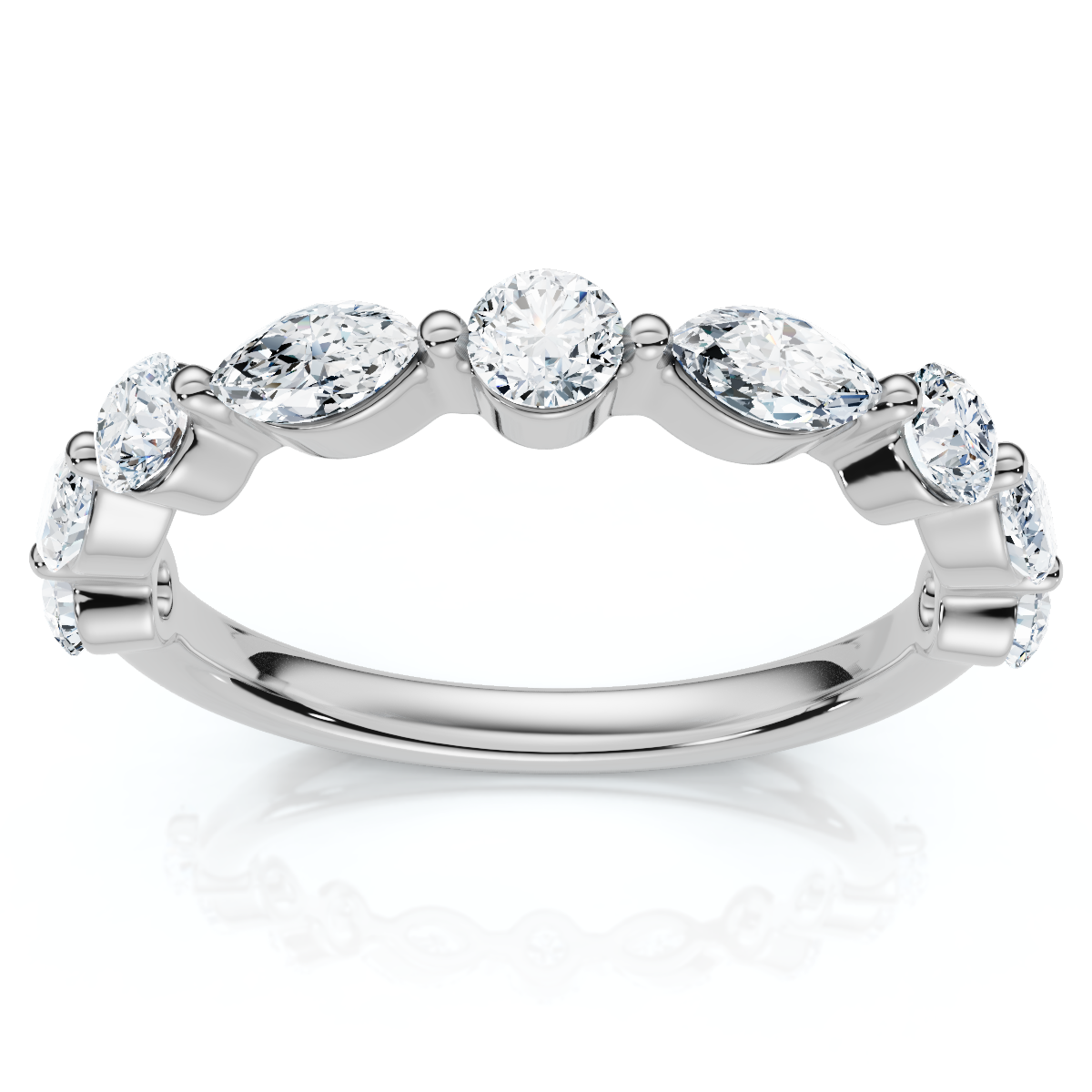 3/4Ct Marquise & Round Diamond Stacking Band 14k Gold or Platinum Lab Grown (E-F, VS)