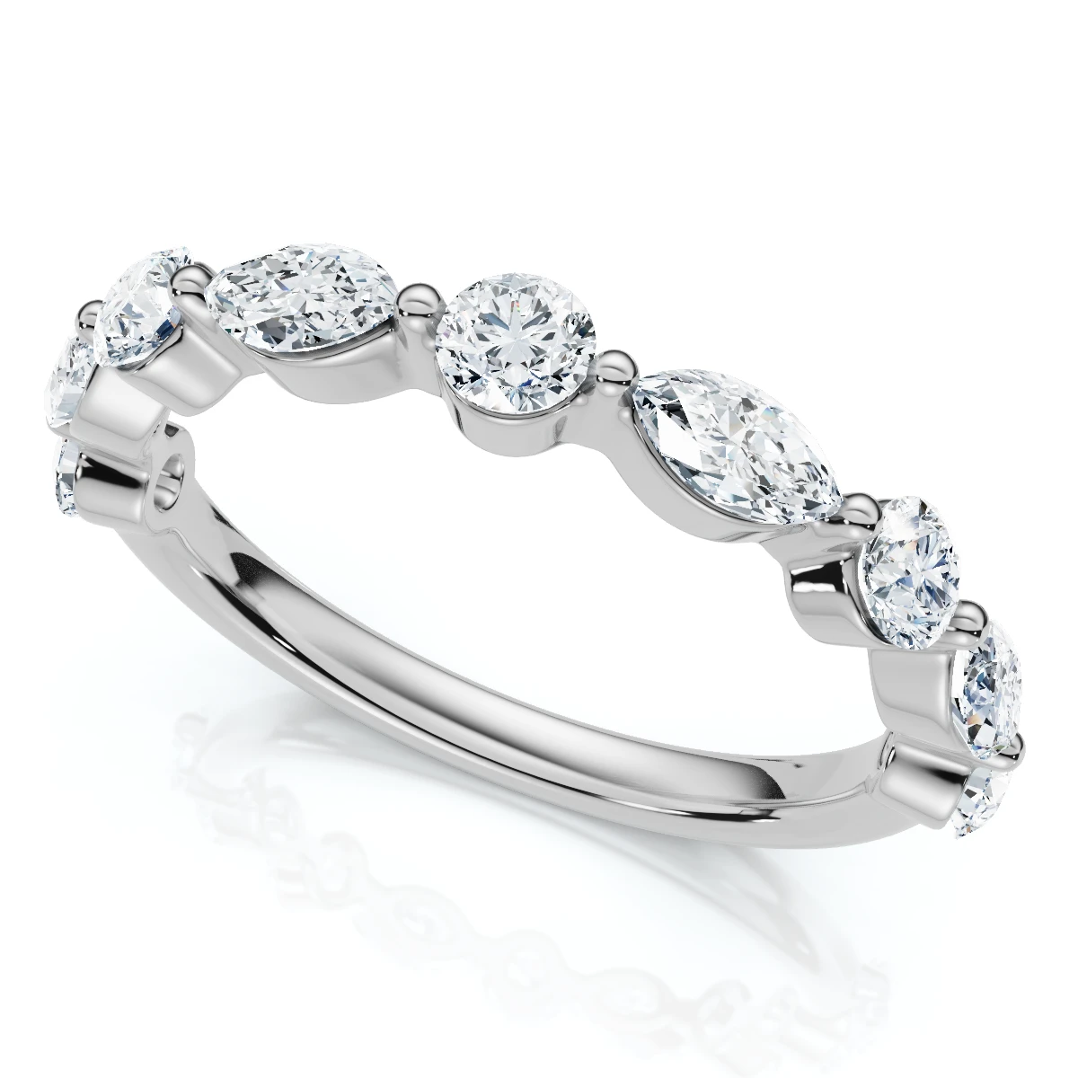 3/4Ct Marquise & Round Diamond Stacking Band 14k Gold or Platinum Lab Grown (E-F, VS)